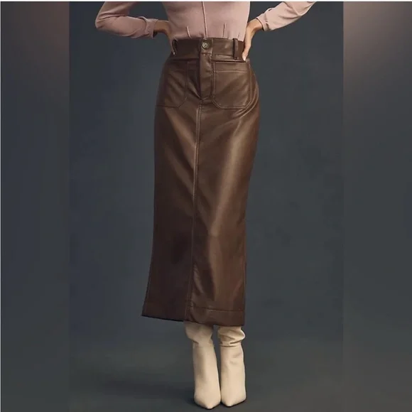 Anthropologie The Colette Faux Leather Maxi Skirt by Maeve - Picture 3 of 8